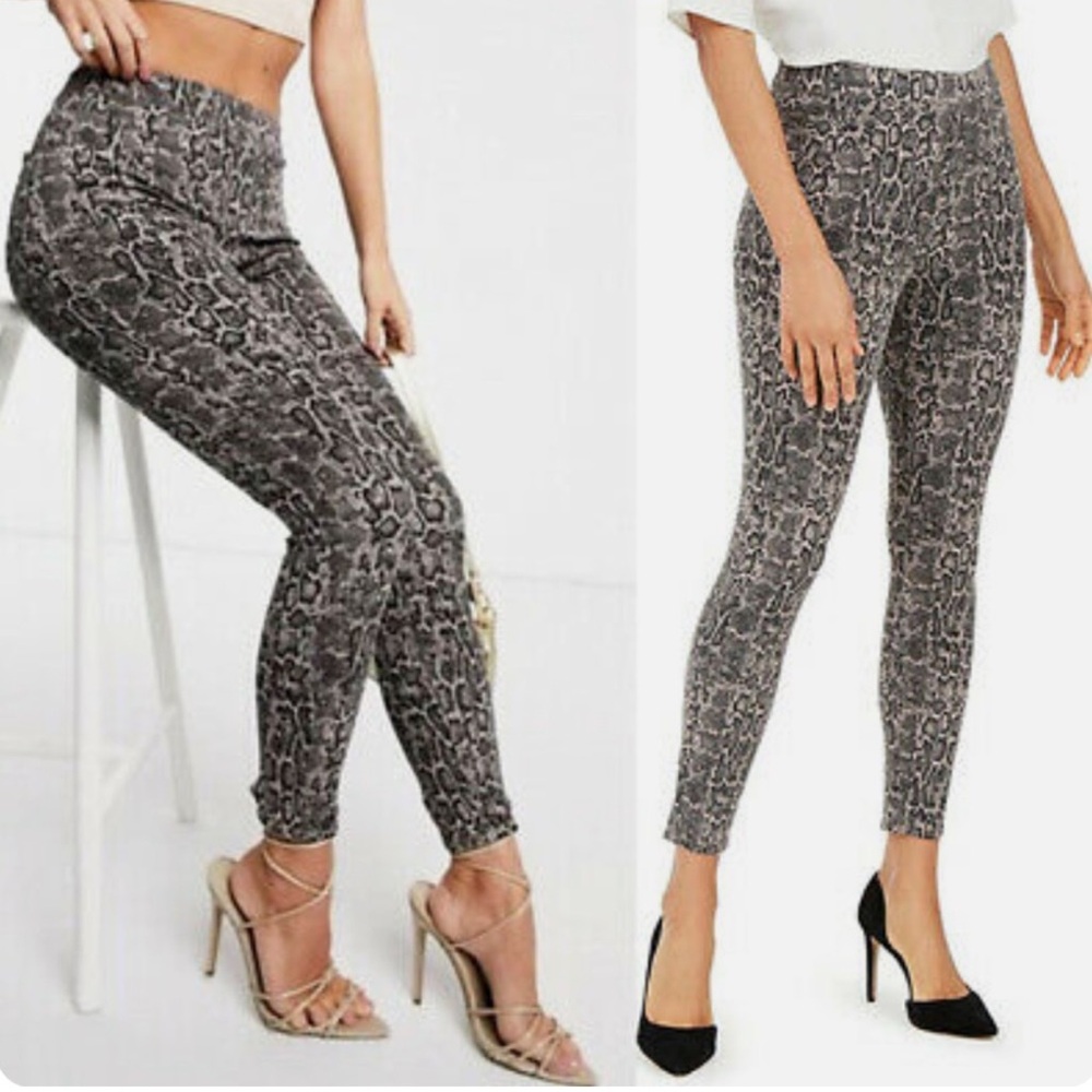 Spanx Women's Snake Skin Print Skinny Leg Cropped Pants Gray Size Small